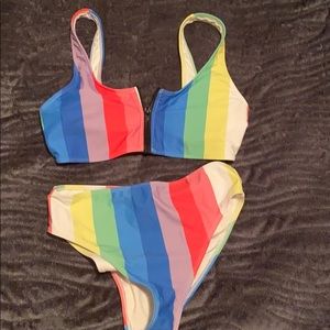 Stripe color swimsuit